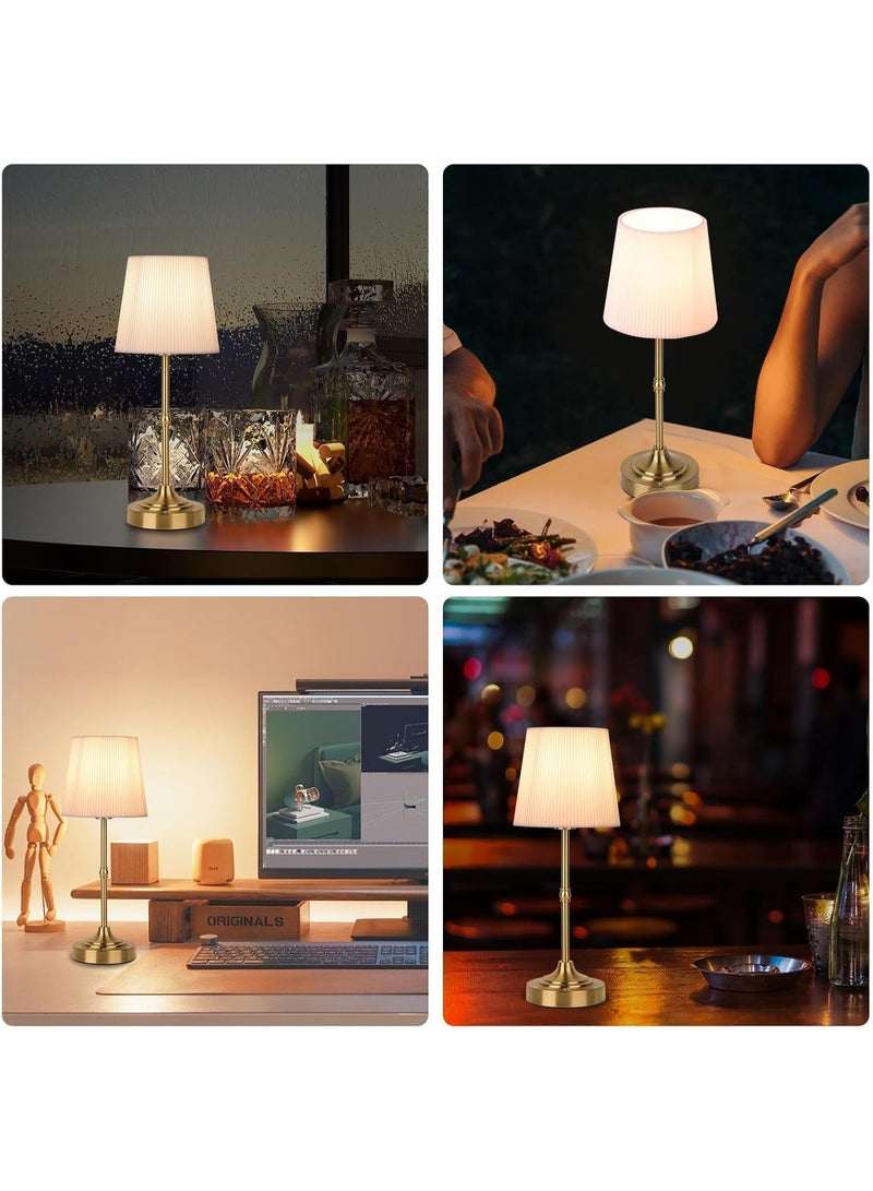 Portable Metal Desk Lamp with Fabric Shade, 5200mAh Rechargeable Touch Lamp Stepless Dimmable, Warm Ambient Bedside Table Light for Home Office (Gold) - Image 5